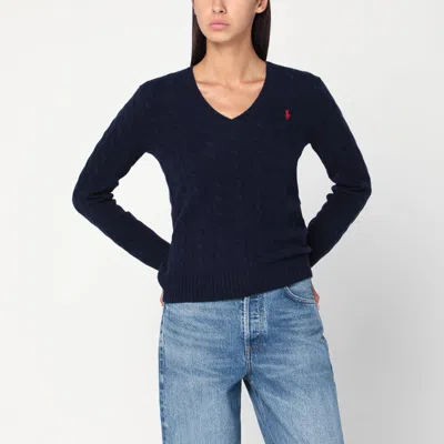 POLO RALPH LAUREN POLO RALPH LAUREN BLUE CABLE-KNIT SWEATER IN WOOL AND CASHMERE