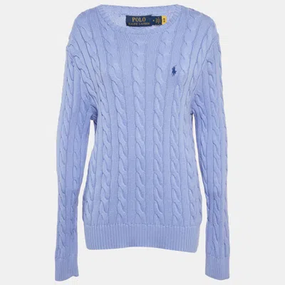 Pre-owned Polo Ralph Lauren Blue Cable Knit Sweater M