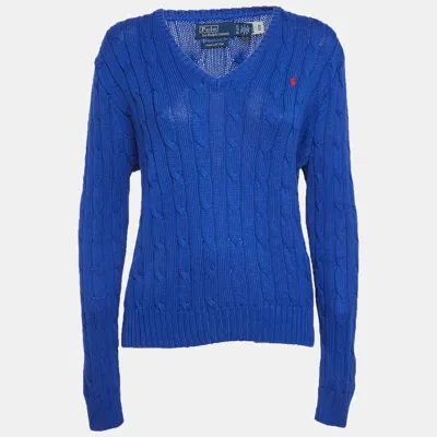 Pre-owned Polo Ralph Lauren Blue Cable Knit Sweater Xl