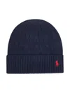 Polo Ralph Lauren Blue Cable-knit Wool And Cashmere Beanie In Brown