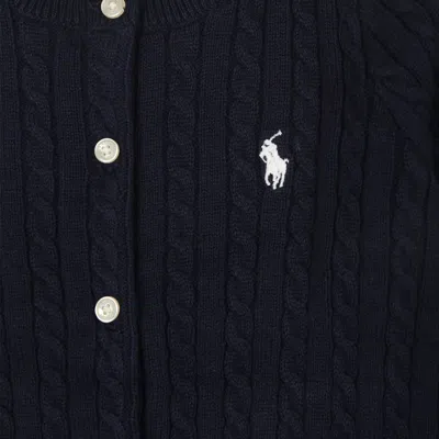 Polo Ralph Lauren Blue Cardigan For Baby Girl With Logo