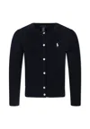 Polo Ralph Lauren Blue Cardigan For Girl With Pony Logo In Blue