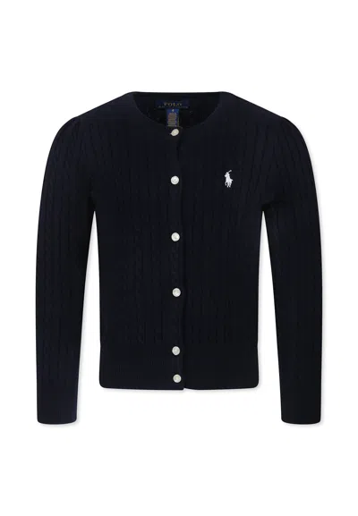 Polo Ralph Lauren Kids' Blue Cardigan For Girl With Pony Logo