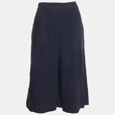 Pre-owned Polo Ralph Lauren Blue Chambray Midi Skirt L