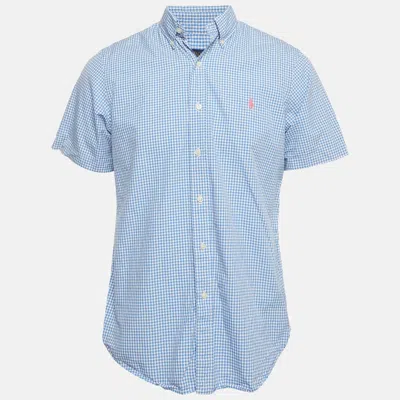 Pre-owned Polo Ralph Lauren Blue Check Print Cotton Short Sleeve Shirt M