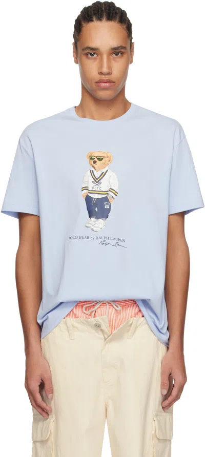 Polo Ralph Lauren Blue Classic Fit Polo Bear Jersey T-shirt In Clear Blue