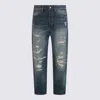 Polo Ralph Lauren Casual Straight Leg Trousers With Distressed Finish In Blue