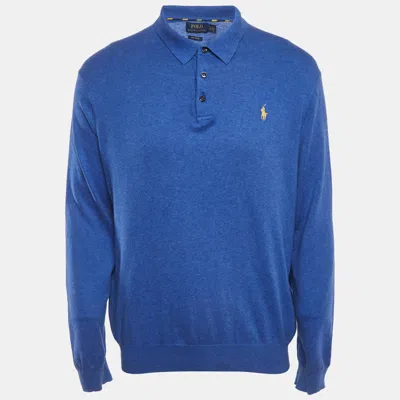 Pre-owned Polo Ralph Lauren Blue Cotton Knit Long Sleeve Pullover L