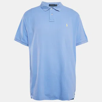 Pre-owned Polo Ralph Lauren Blue Cotton Pique Custom Fit Polo T-shirt Xxl