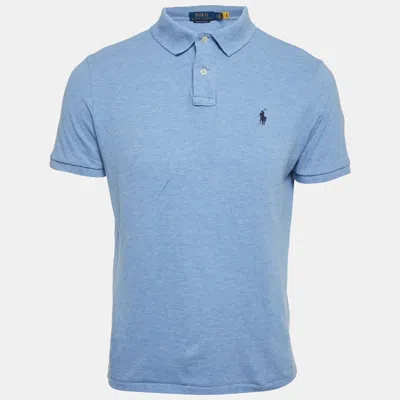 Pre-owned Polo Ralph Lauren Blue Cotton Pique Polo T-shirt L