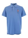 Polo Ralph Lauren Blue Polo Shirt With Classic Collar And Polo Bear Embroidery On The Front In Blue