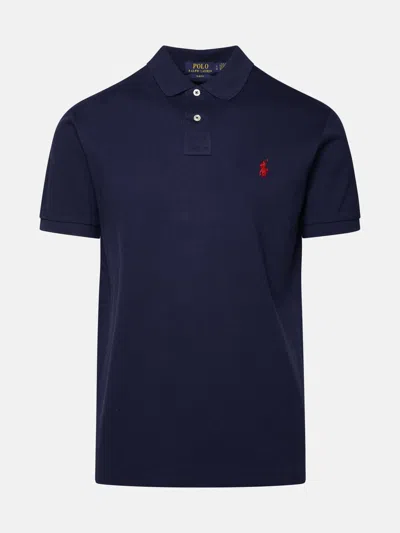 Polo Ralph Lauren Blue Cotton Polo Shirt In Navy