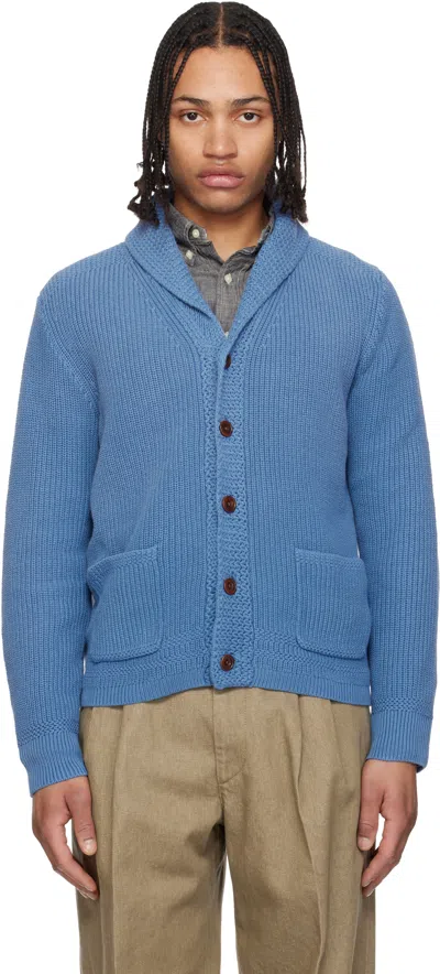 Polo Ralph Lauren Blue Cotton Shawl-collar Cardigan