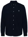 Polo Ralph Lauren Black Shirt With Button-down Collar And Pony Embroidery On The Front In Blue