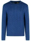 Polo Ralph Lauren Cable Knit Sweater With Round Neckline In Blue