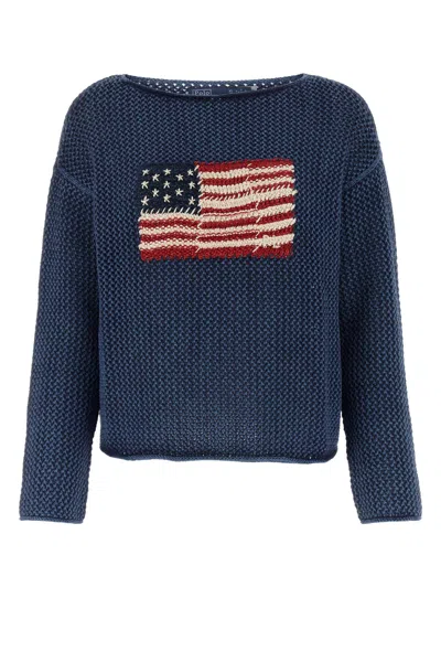 Polo Ralph Lauren Blue Cotton Sweater In Bluemulti