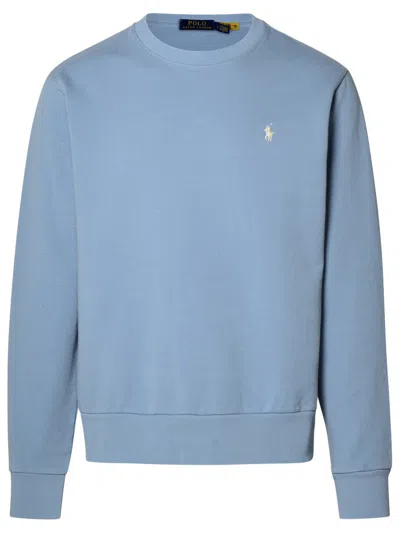 Polo Ralph Lauren Blue Cotton Sweatshirt In Light Blue