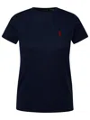 Polo Ralph Lauren Crew Neck Blue Sweater With Embroidered Detail In Blue