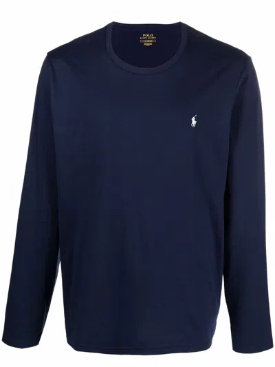 Polo Ralph Lauren Blue Cotton T-shirt With Embroidered Logo