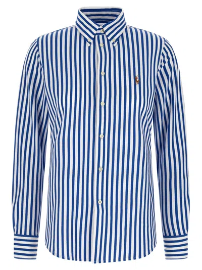 Polo Ralph Lauren Oxford Knit Striped Shirt In Blue