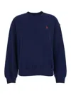 Polo Ralph Lauren Blue Crew Neck Sweatshirt With Dropped Shoulders And Embroidered Pony On The Front In Cotton Blend W In Blue