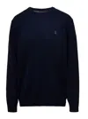 Polo Ralph Lauren Blue Crewneck Sweater With Pony Logo Embroidered On The Front