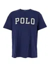 Polo Ralph Lauren Blue Crewneck T-shirt With Logo Lettering On The Fornt And Pony Embroidery On The Front