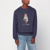 Polo Ralph Lauren Navy Blue Cotton Blend Sweatshirt With Iconic Bear Logo In Blue