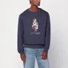 Polo Ralph Lauren Navy Blue Cotton Blend Sweatshirt With Iconic Bear Logo In Blue
