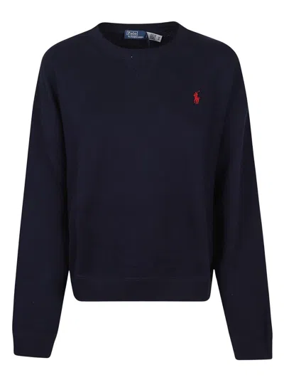 Polo Ralph Lauren Blue Fleece Pullover With Relaxed Fit In Dark Blue