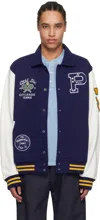 Polo Ralph Lauren Blue Fleece Varsity Jacket In Fall Royal Multi