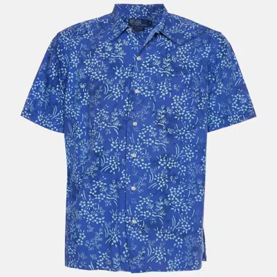 Pre-owned Polo Ralph Lauren Blue Floral Print Cotton Clayton Short Sleeve Shirt M