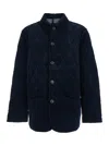 Polo Ralph Lauren Blue Jacket With Classic Collar And Pony Embroidery On The Front In Quilted Corduroy Man In Blue