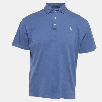Pre-owned Polo Ralph Lauren Blue Jersey Classic Fit Polo T-shirt L
