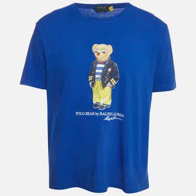 Pre-owned Polo Ralph Lauren Blue Jersey Marina Polo Bear T-shirt Xl