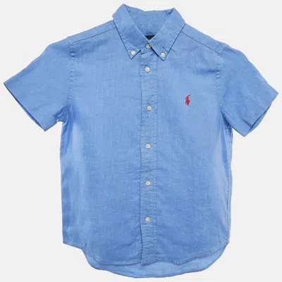 Pre-owned Polo Ralph Lauren Blue Linen Button Front Shirt 6 Yrs