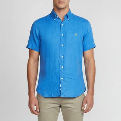 Pre-owned Polo Ralph Lauren Blue Linen Short-sleeved Shirt S