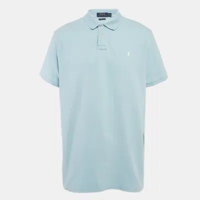 Pre-owned Polo Ralph Lauren Blue Logo Embroidered Cotton Pique Knit Polo T-shirt Xxl