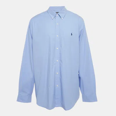 Pre-owned Polo Ralph Lauren Blue Logo Embroidered Cotton Shirt Xxl