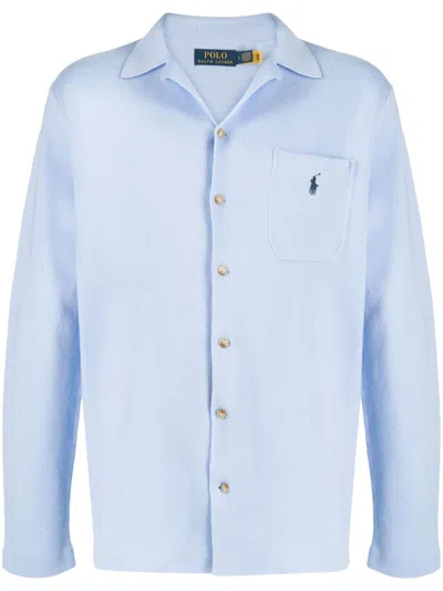 Polo Ralph Lauren Blue Logo-embroidered Long-sleeve Shirt