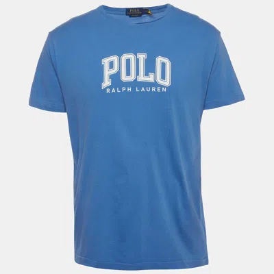 Pre-owned Polo Ralph Lauren Blue Logo Print Cotton Classic Fit T-shirts M
