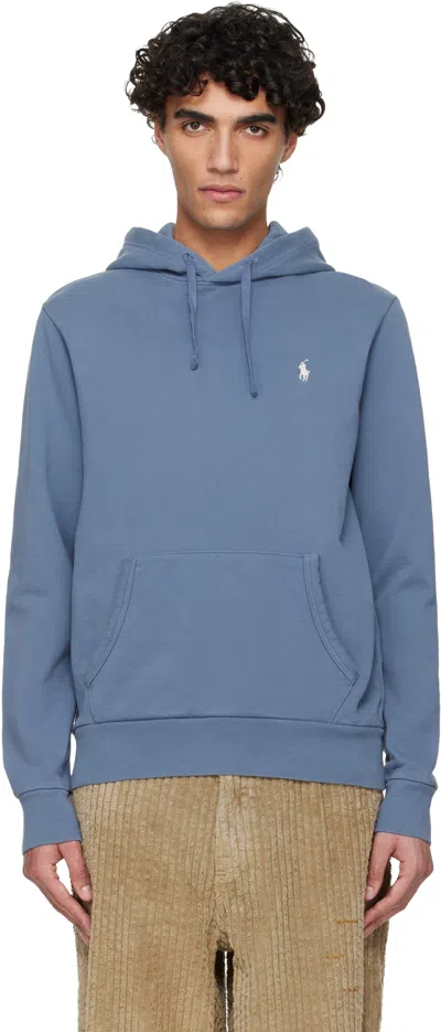 Polo Ralph Lauren Mens Capri Blue Brand-embroidery Relaxed-fit Cotton-blend Hoody Xl