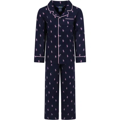 Polo Ralph Lauren Kids' Blue Pajamas For Girl With Iconic Pony