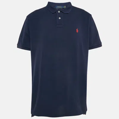 Pre-owned Polo Ralph Lauren Blue Pique Cotton Custom Fit Polo T-shirt Xxl