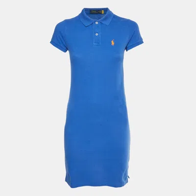 Pre-owned Polo Ralph Lauren Blue Pique Knit Polo Mini Dress Xs
