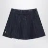 Polo Ralph Lauren Blue Pleated Denim Skirt In Animal Print