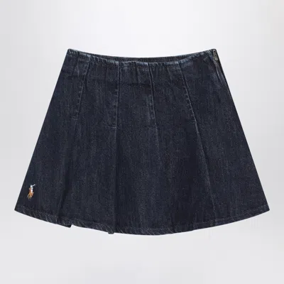 Polo Ralph Lauren Blue Pleated Denim Skirt