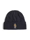 Polo Ralph Lauren Midnight Blue Wool Blend Beanie Hat In Black