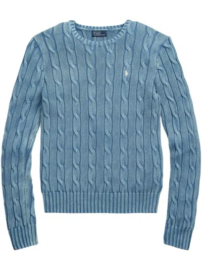 Polo Ralph Lauren Blue Polo Pony Cable-knit Sweater