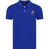 Polo Ralph Lauren Blue Polo Shirt For Boy With Polo Bear In Blue
